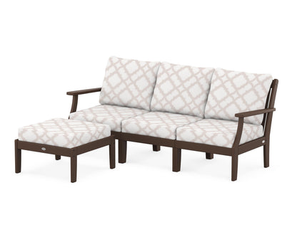 POLYWOOD® Braxton Modular 4-Piece Deep Seating Set with Ottoman in Mahogany / Trellis Dune Burlap
