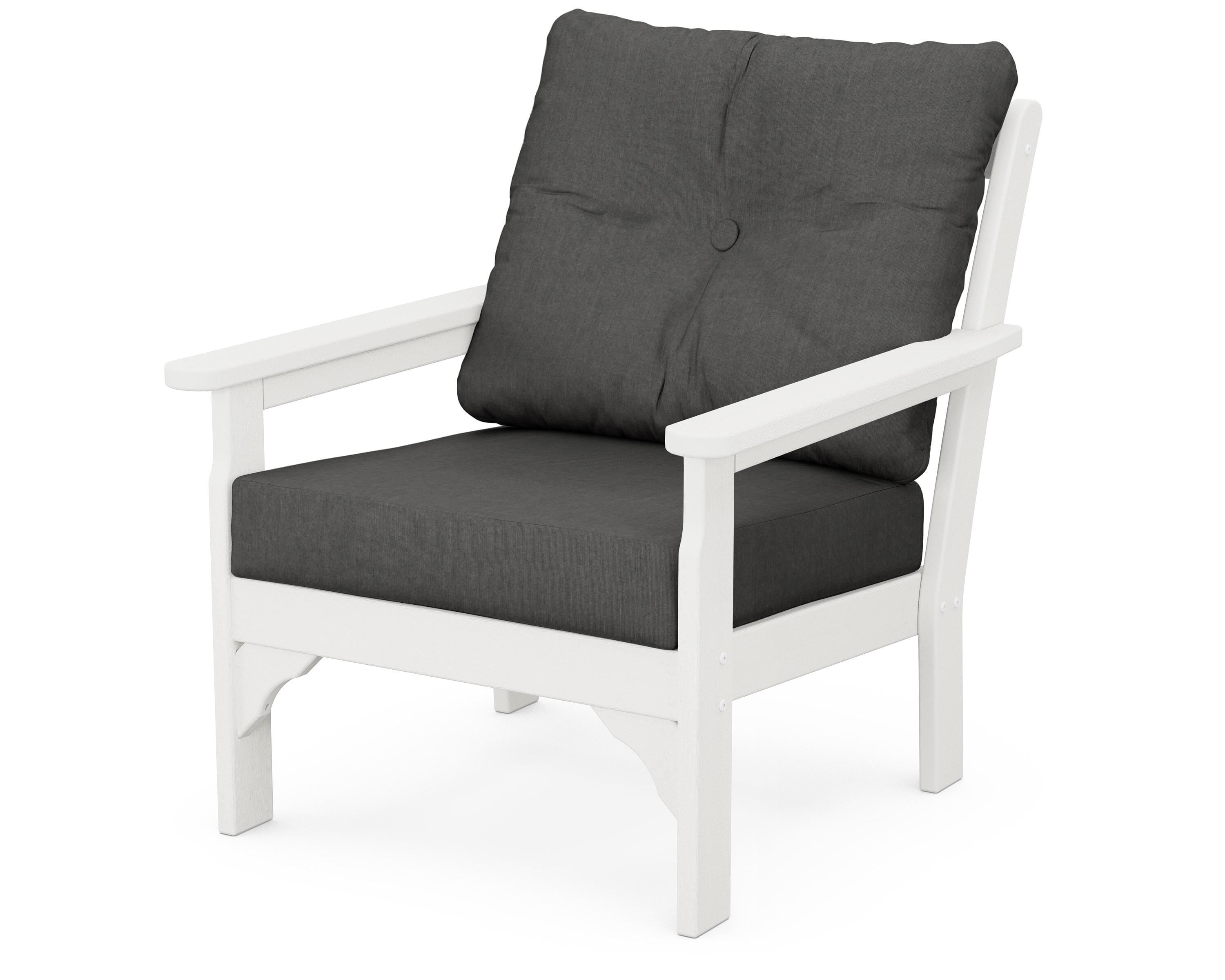 POLYWOOD® Vineyard Deep Seating Chair in Vintage White / Spectrum Carbon