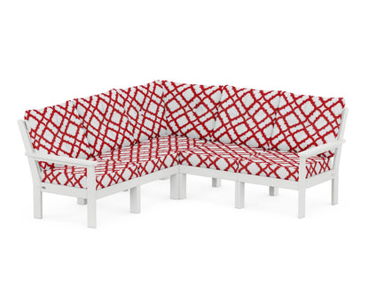 POLYWOOD® Vineyard 5-Piece Sectional in White / Trellis Crimson