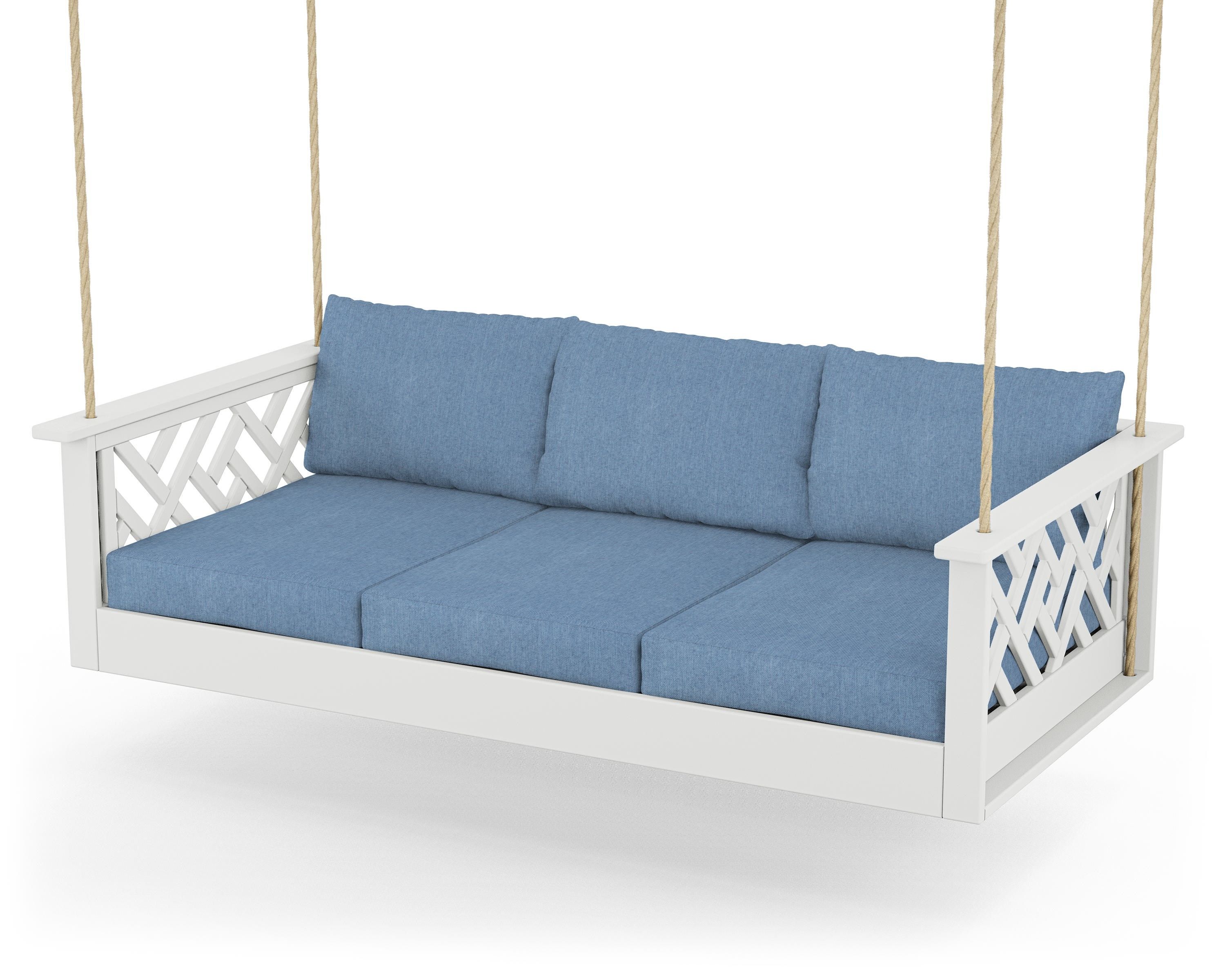 POLYWOOD® Chippendale Daybed Swing in White / Sky Blue