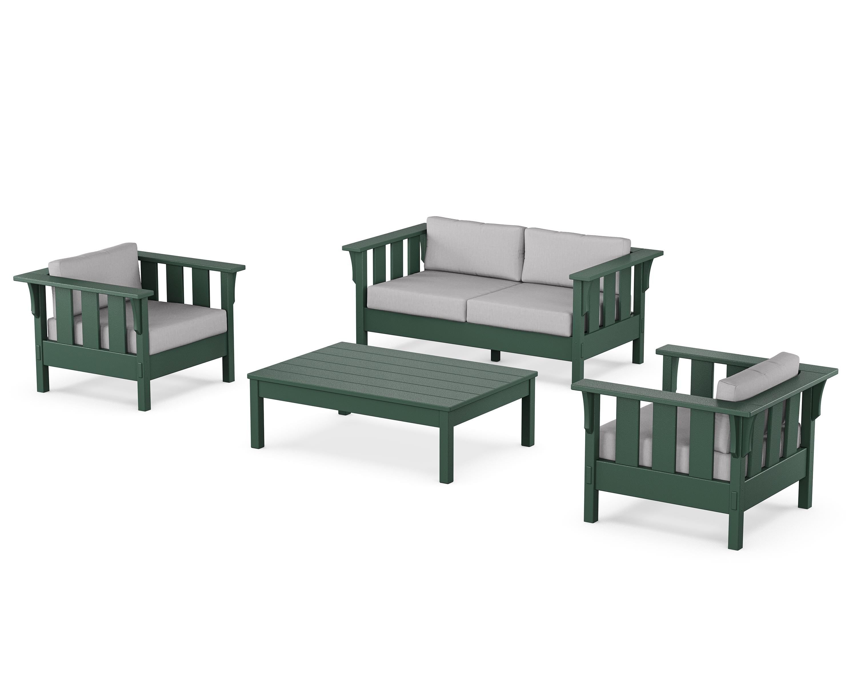 Martha Stewart by POLYWOOD® Acadia 4-Piece Deep Seating Set with Loveseat in Green / Granite
