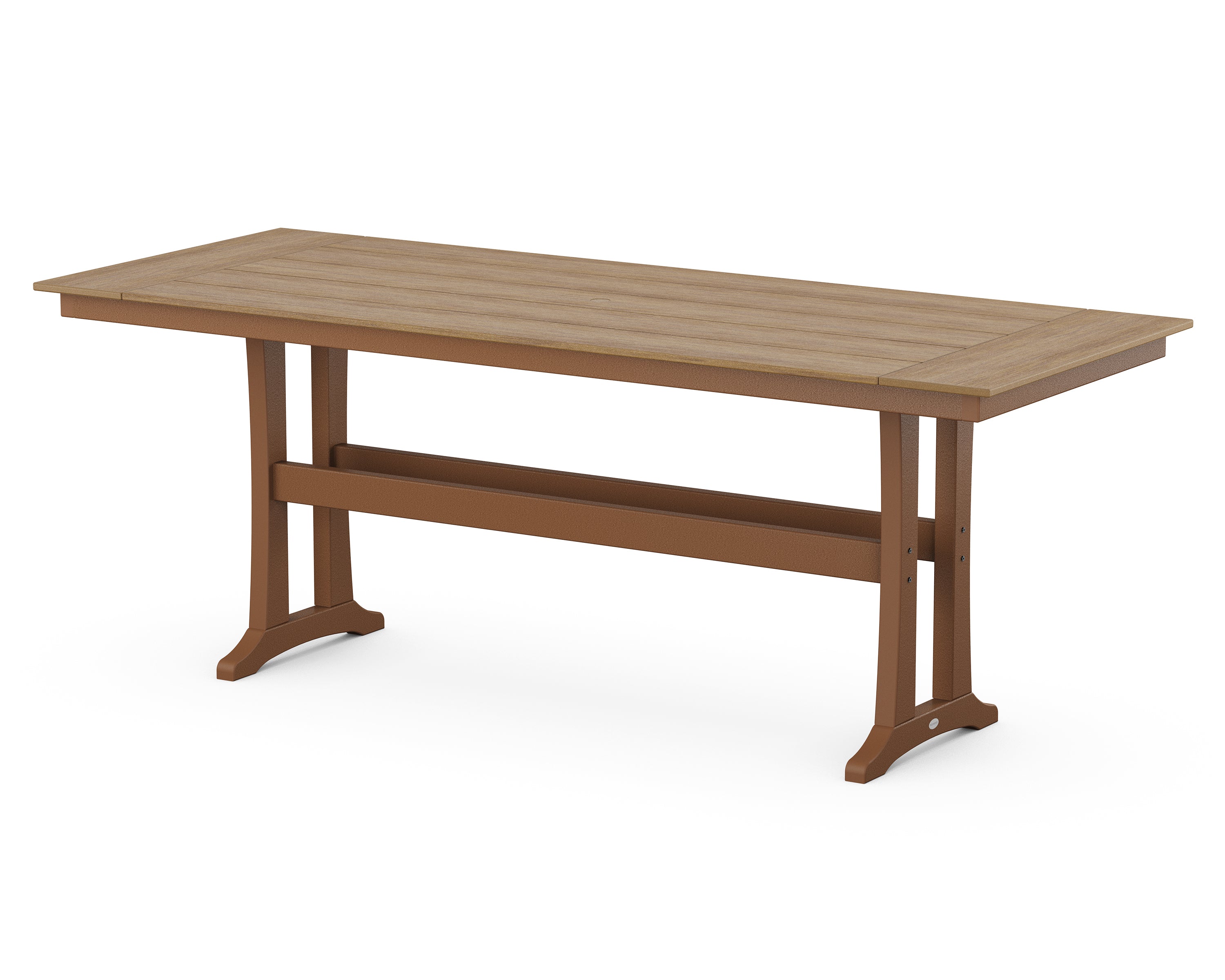 POLYWOOD® Farmhouse Trestle 38" x 96" Counter Table in Teak / Natural