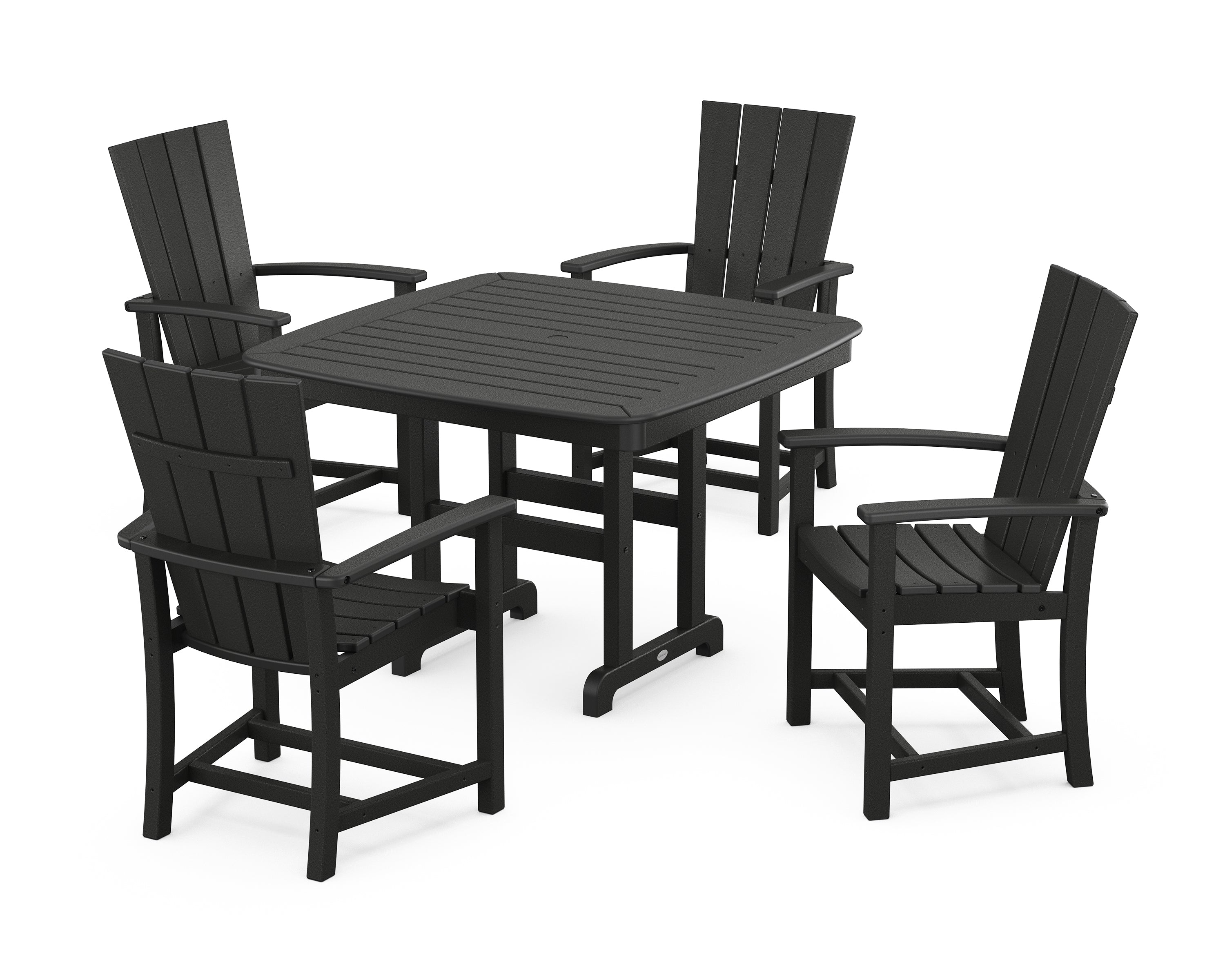 POLYWOOD® Quattro 5-Piece Dining Set with Trestle Legs in Black