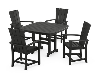 POLYWOOD® Quattro 5-Piece Dining Set with Trestle Legs in Black