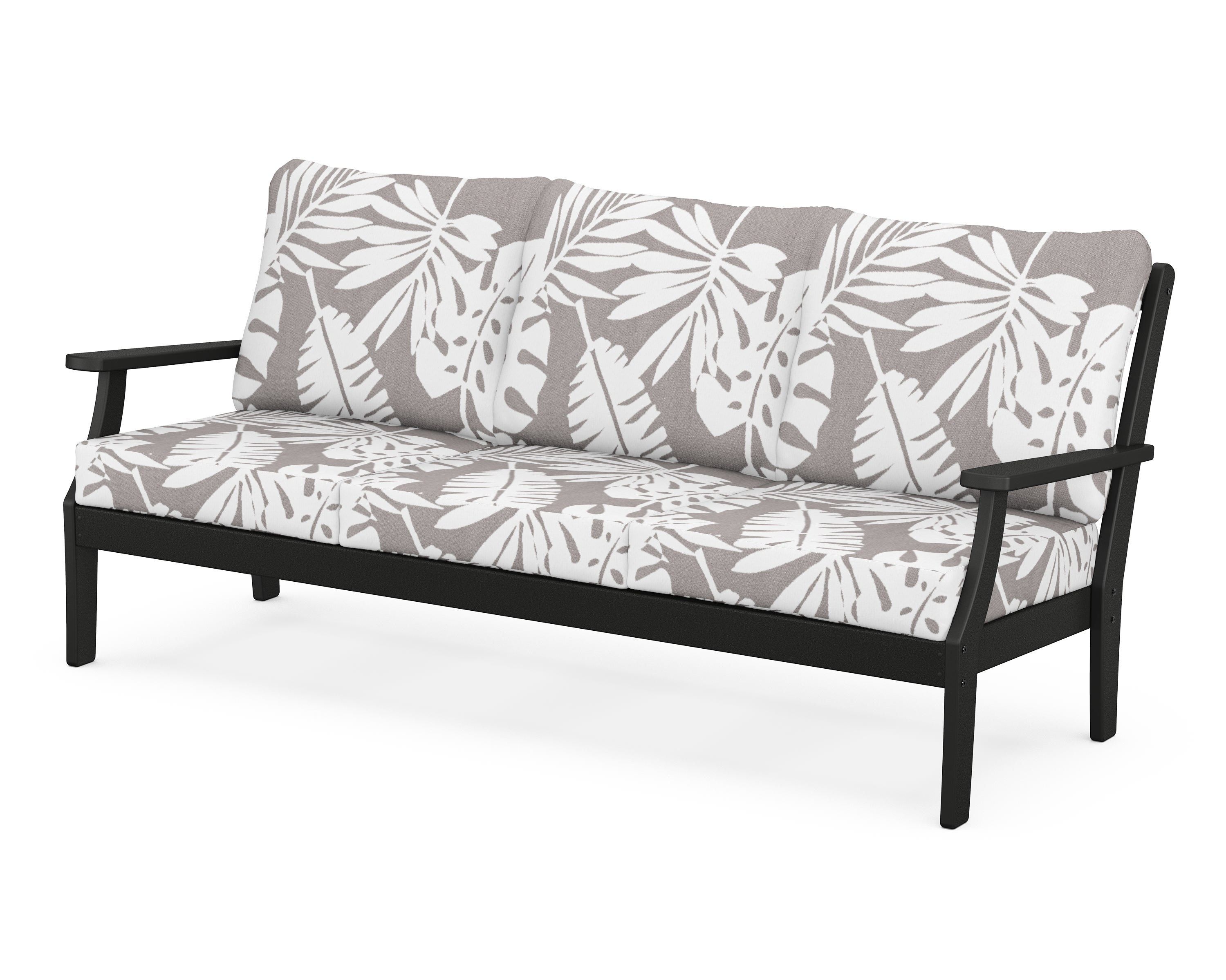 POLYWOOD® Braxton Deep Seating Sofa in Black / Leaf Grey Mist