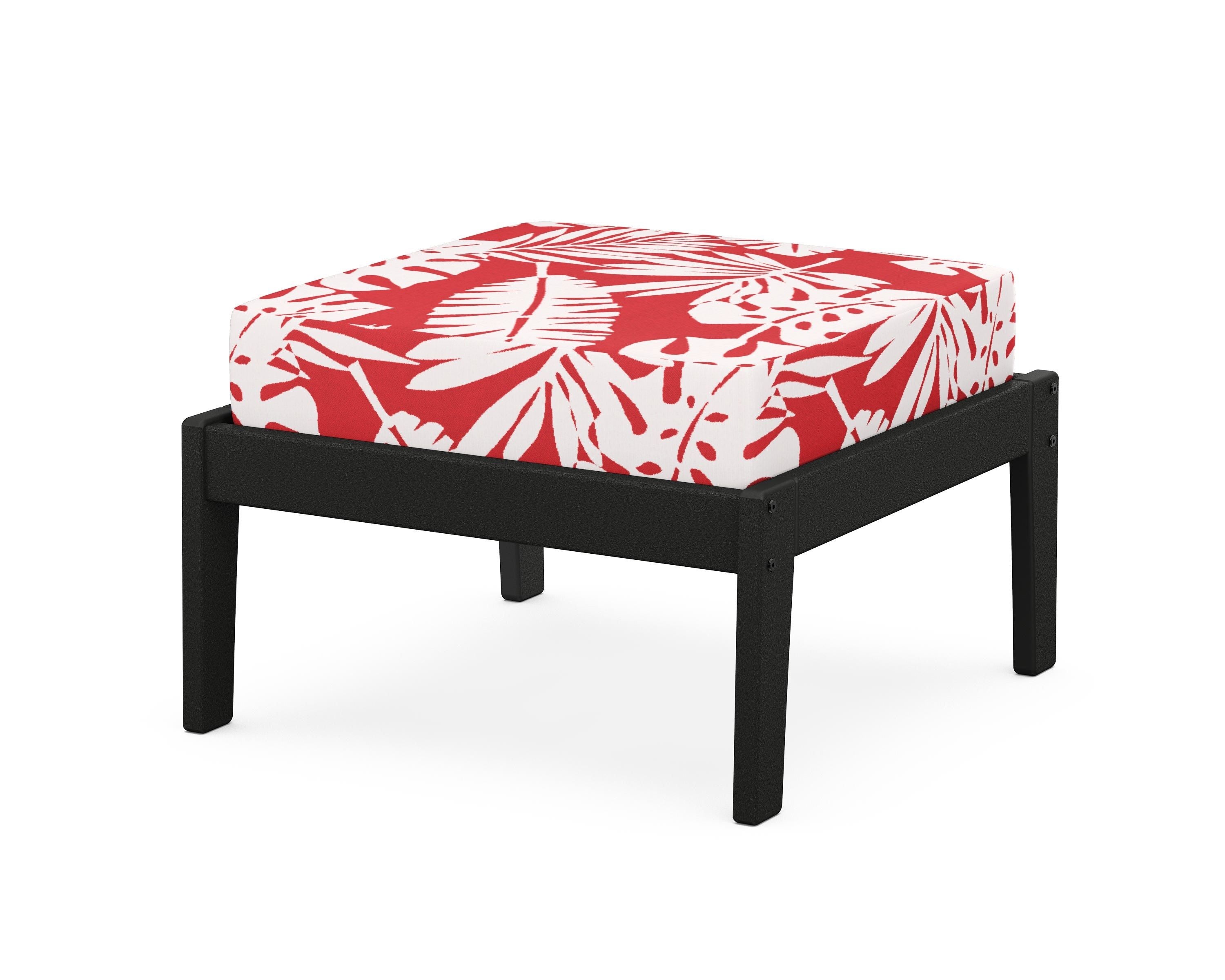 Unbranded Deep Seating Ottoman in Black / Leaf Crimson