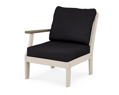 POLYWOOD® Braxton Modular Left Arm Chair in Sand / Kona / Midnight Linen