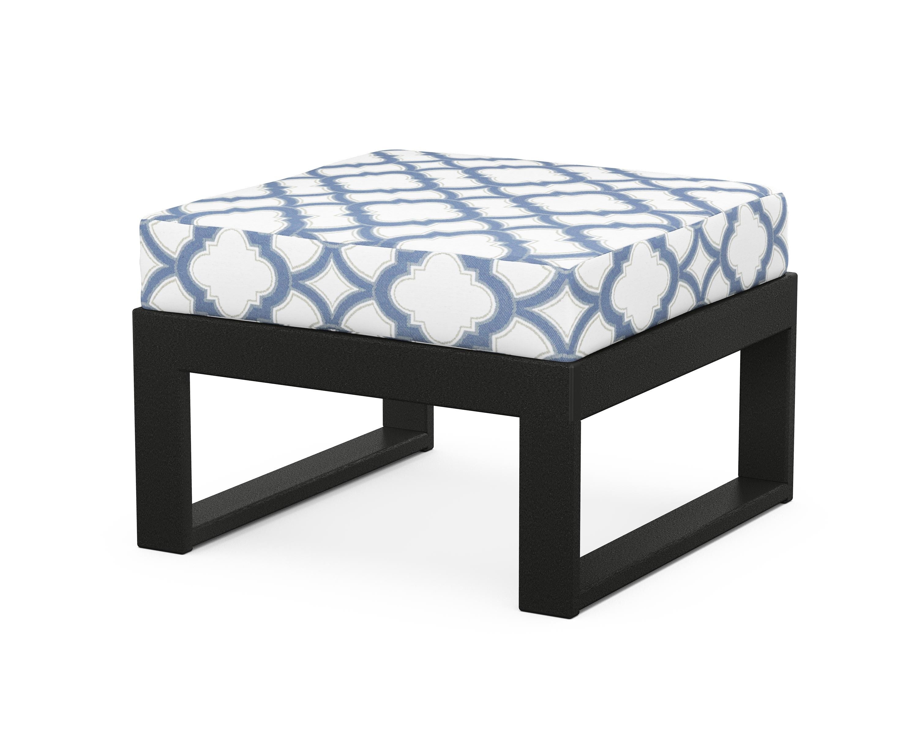 Unbranded Modular Ottoman - Modern in Black / Trellis Sky Blue