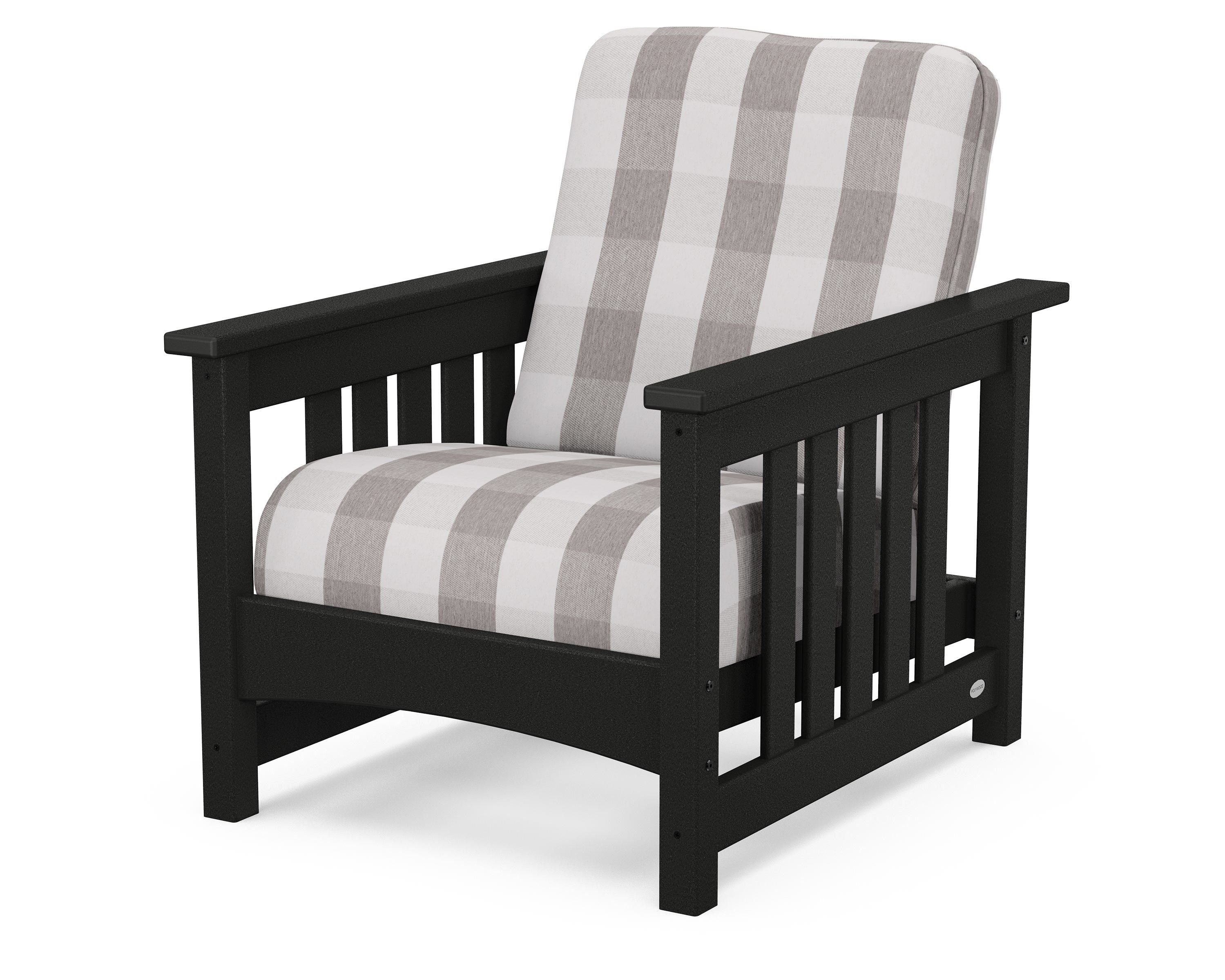 POLYWOOD® Club Mission Chair in Black / Buffalo Plaid Grey Mist