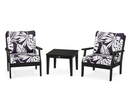 POLYWOOD® Braxton 3-Piece Deep Seating Set in Black / Leaf Navy