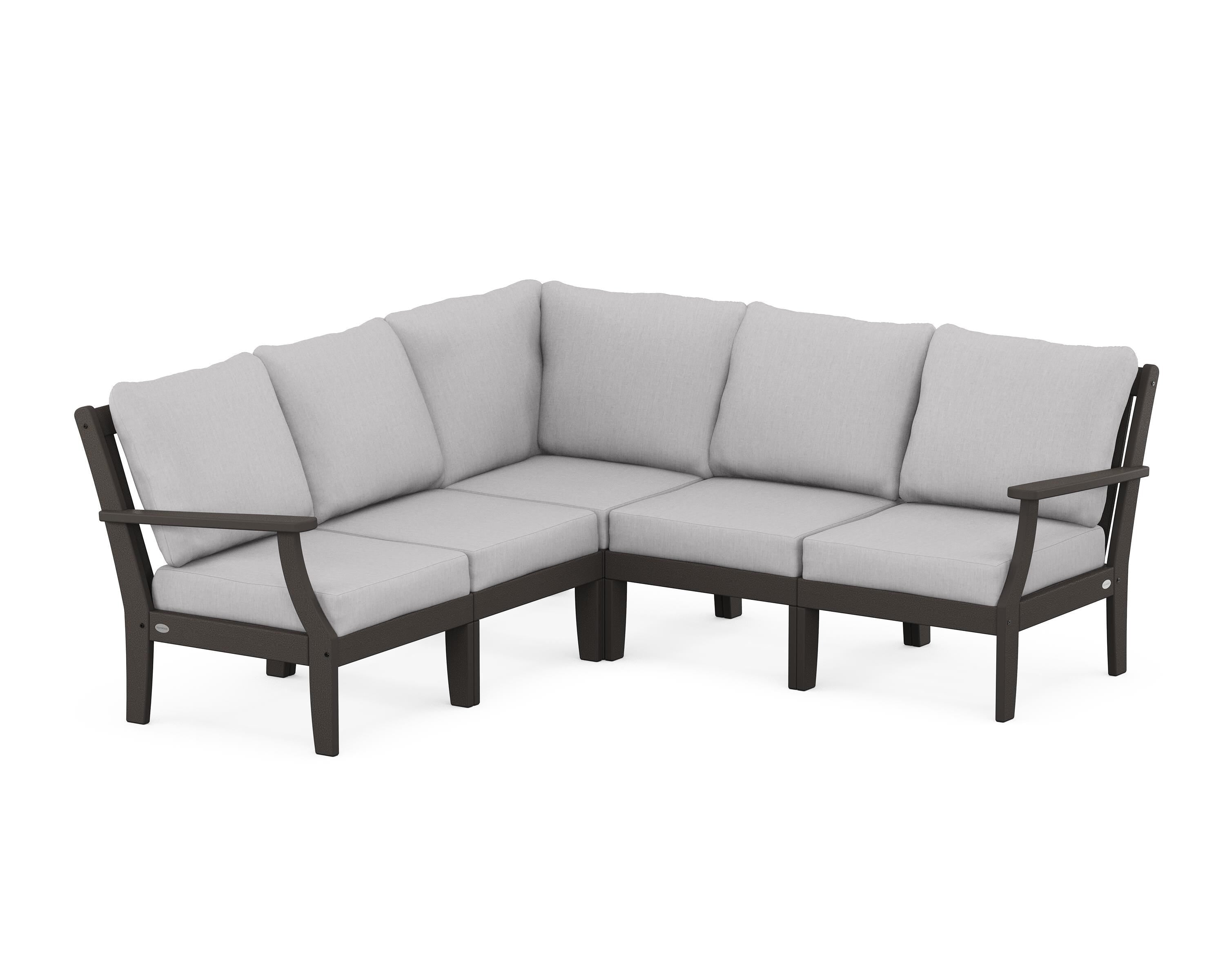 POLYWOOD® Braxton Modular 5-Piece Deep Seating Set in Vintage Coffee / Granite