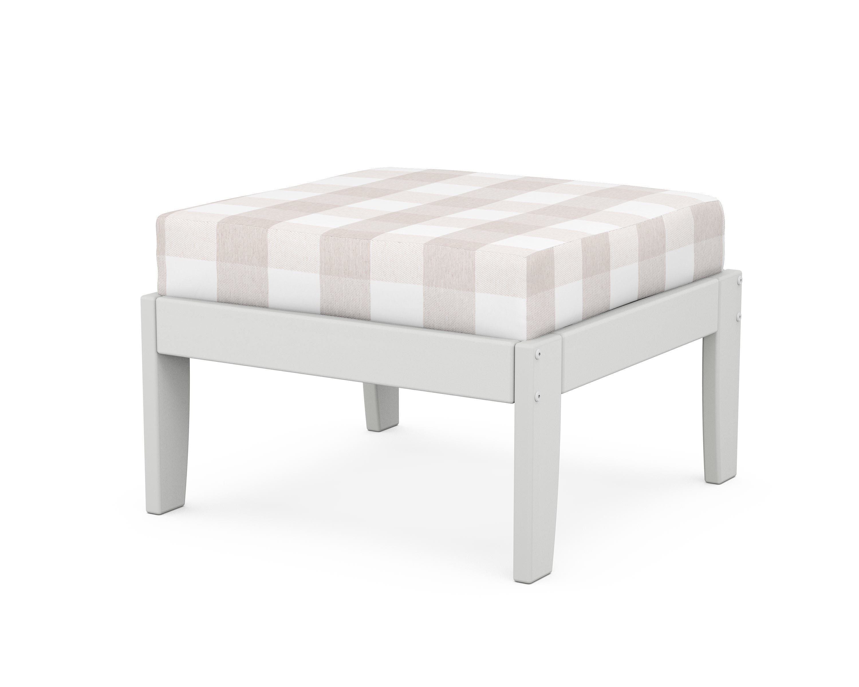 Unbranded Modular Ottoman - Classic in White / Buffalo Plaid Dune Burlap