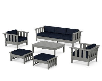 Martha Stewart by POLYWOOD® Acadia 6-Piece Lounge Sofa Set in Slate Grey / Marine Indigo