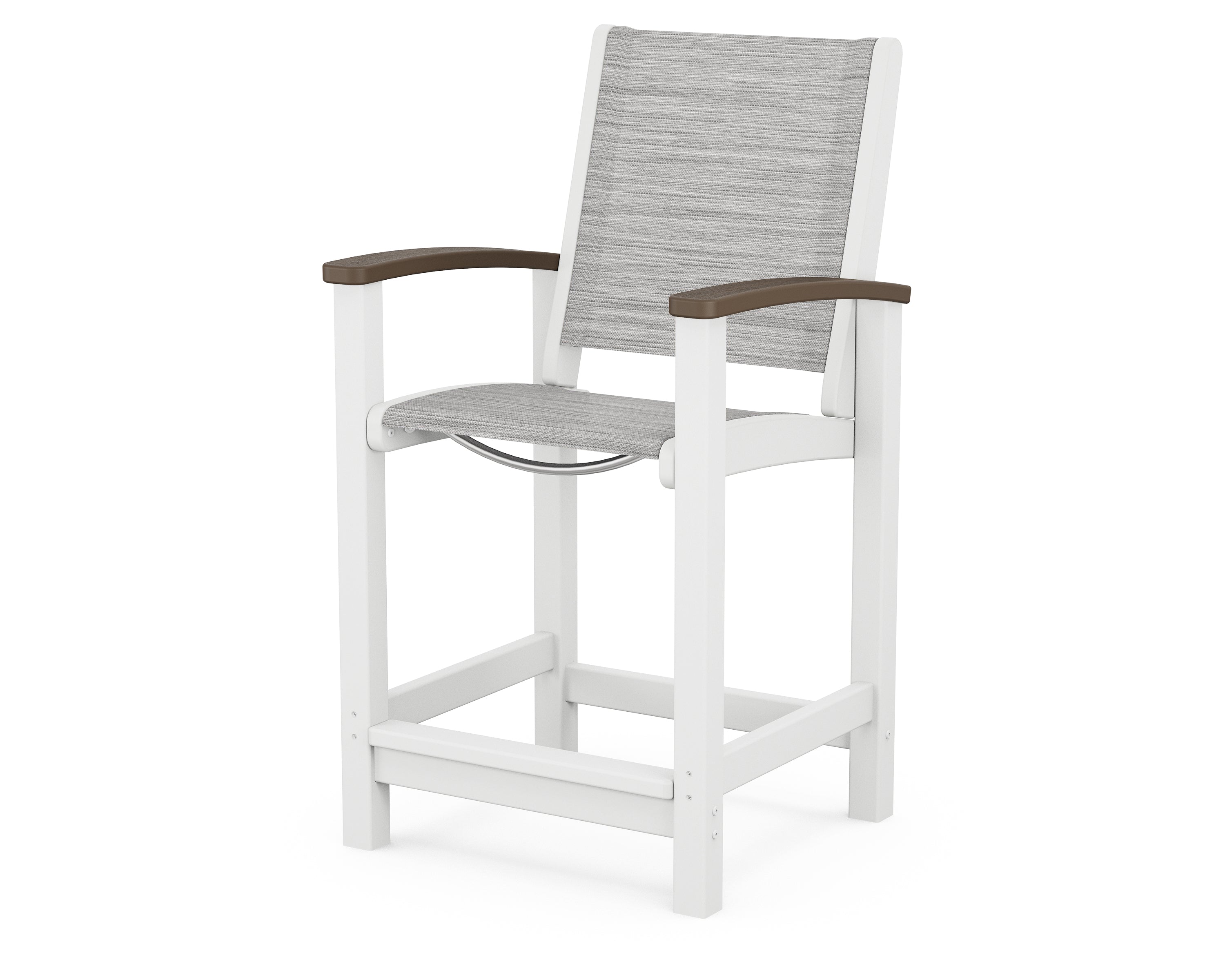 POLYWOOD® Coastal Counter Chair in White / Kona / Metallic Sling