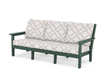 POLYWOOD® Chippendale Deep Seating Sofa in Green / Trellis Dune Burlap