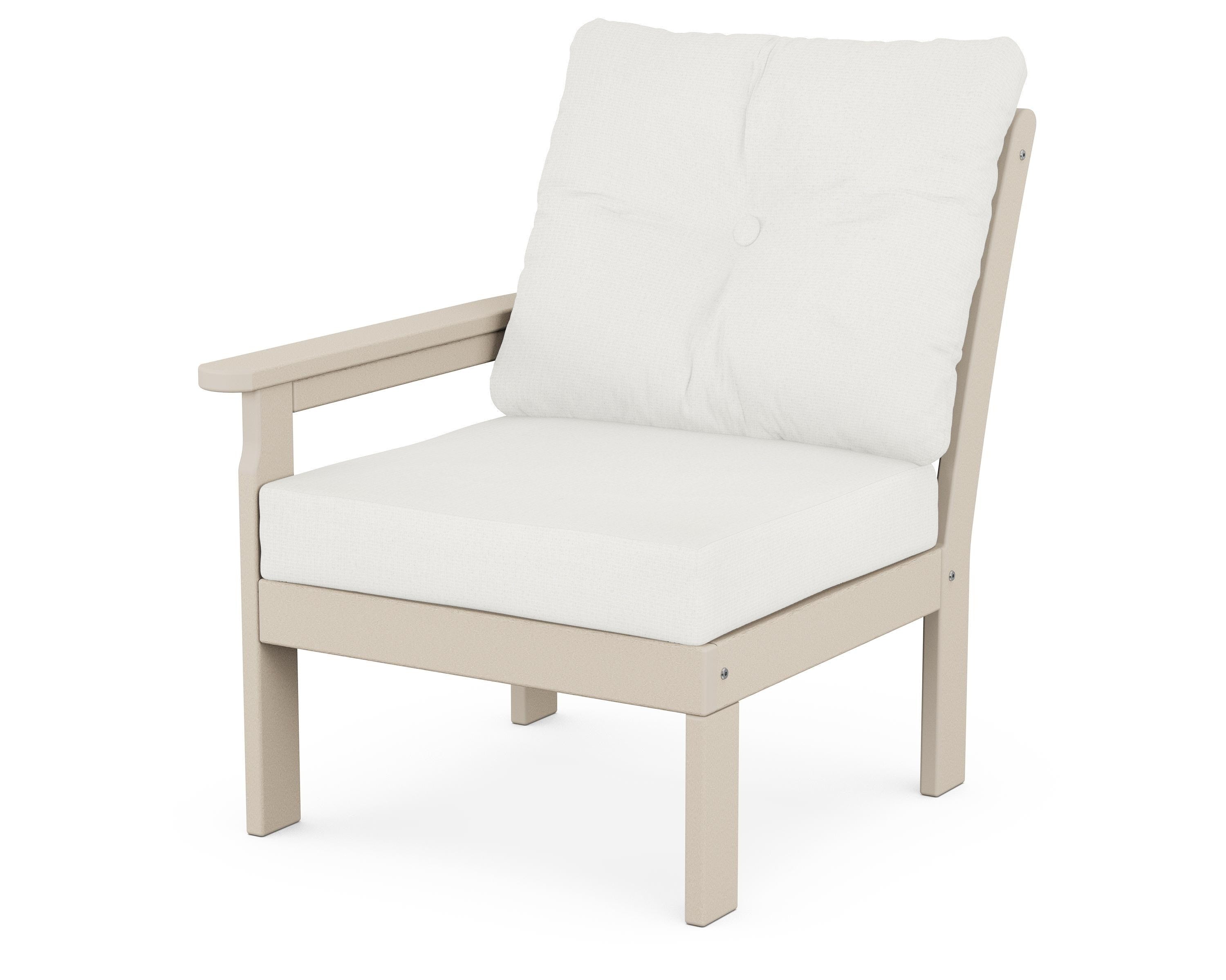 POLYWOOD® Vineyard Modular Left Arm Chair in Sand / Natural Linen