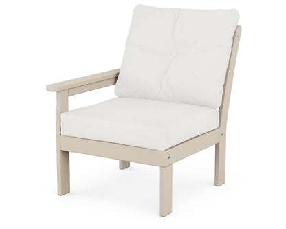 POLYWOOD® Vineyard Modular Left Arm Chair in Sand / Natural Linen