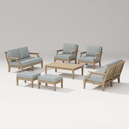 PW Designer Series Estate 7-Piece Lounge Loveseat Set in Vintage Sahara / Spa