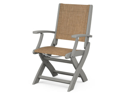 POLYWOOD® Coastal Folding Chair in Slate Grey / Burlap Sling