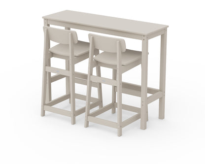 POLYWOOD® Modern Studio Urban Lowback Bar Chair 3-Piece Balcony Set in Sand