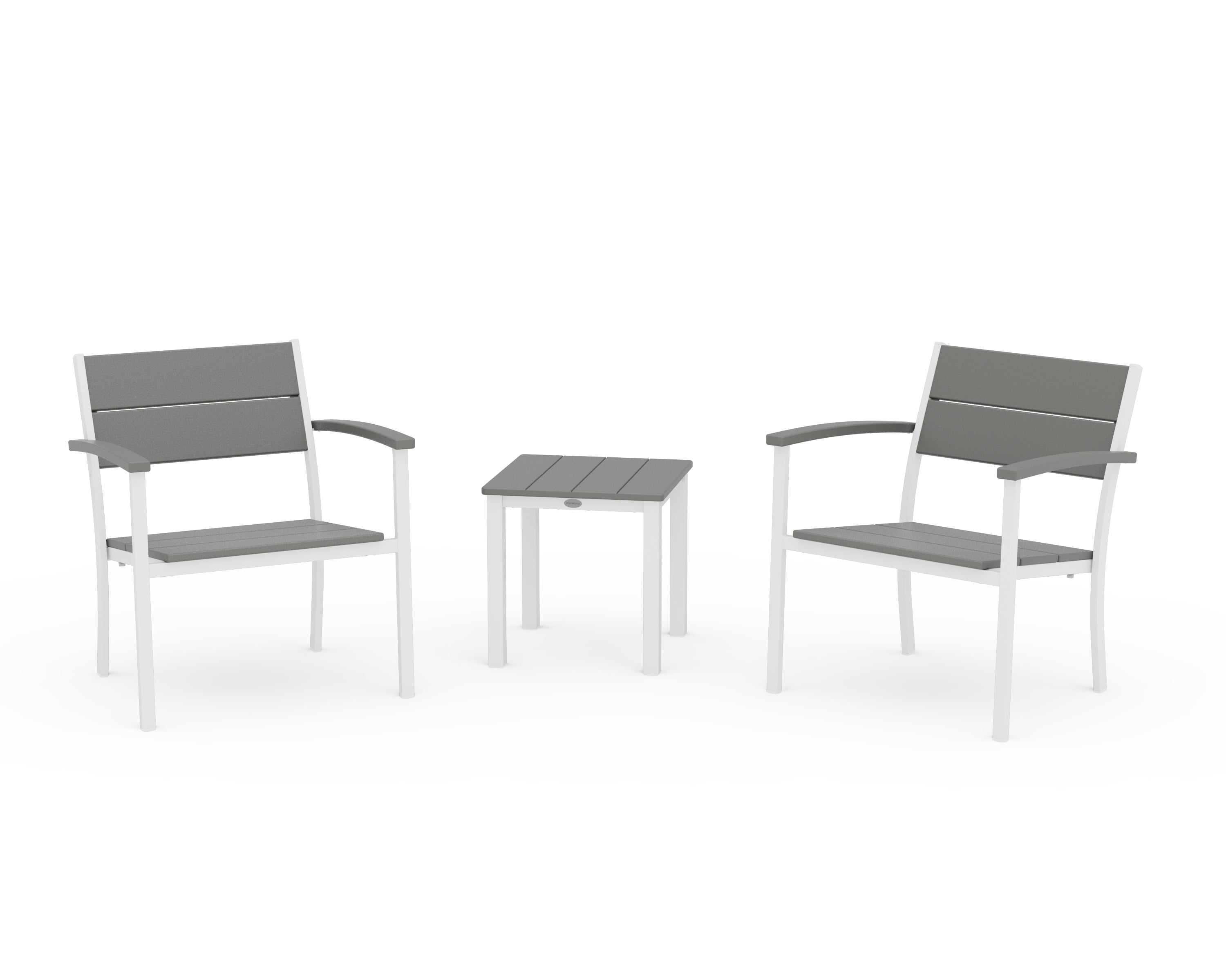POLYWOOD® Main Street 3-Piece Lounge Chair Set in White / Slate Grey