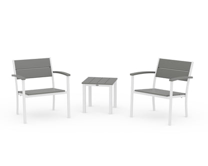 POLYWOOD® Main Street 3-Piece Lounge Chair Set in White / Slate Grey