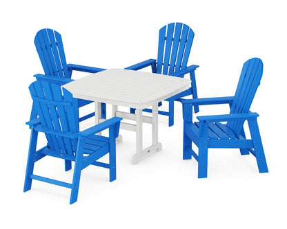 POLYWOOD® South Beach 5-Piece Dining Set with Trestle Legs in Pacific Blue / White