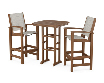 POLYWOOD® Coastal 3-Piece Bar Set in Teak / Birch Sling