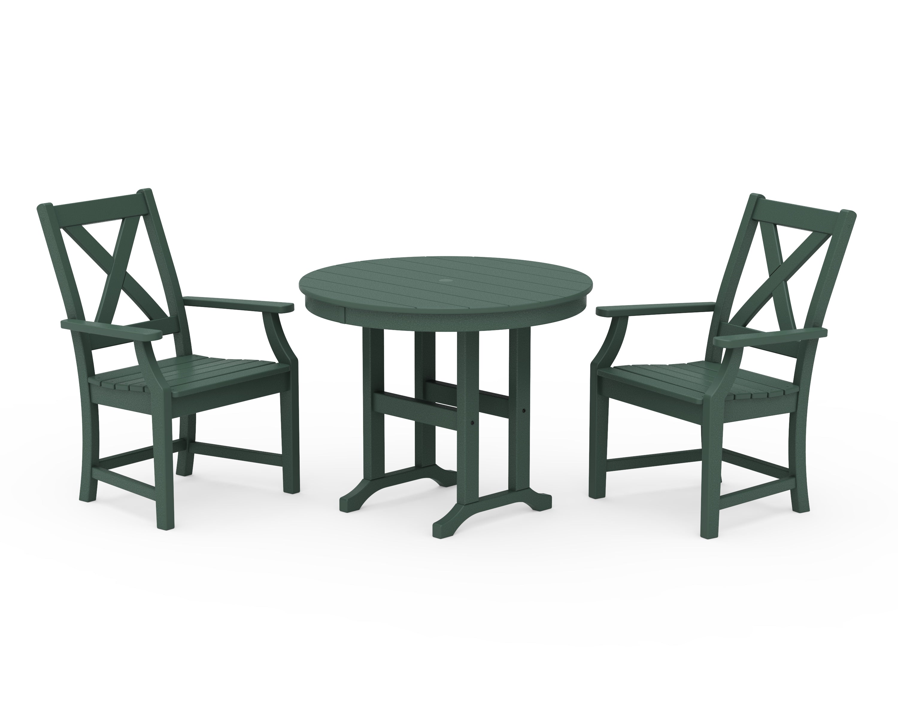 POLYWOOD® Braxton 3-Piece Round Dining Set in Green