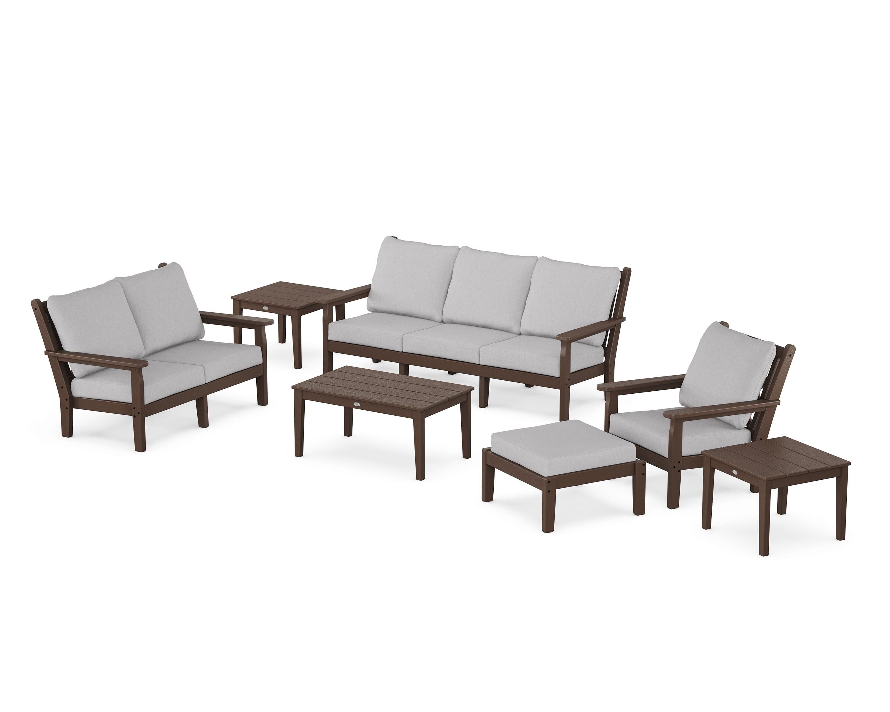 POLYWOOD® Chippendale 7-Piece Deep Seating Set in Mahogany / Granite