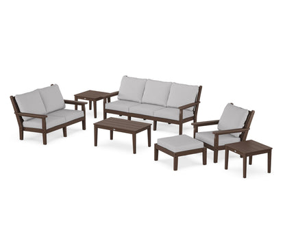 POLYWOOD® Chippendale 7-Piece Deep Seating Set in Mahogany / Granite