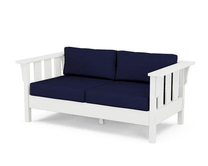Martha Stewart by POLYWOOD® Acadia Deep Seating Loveseat in White / Navy