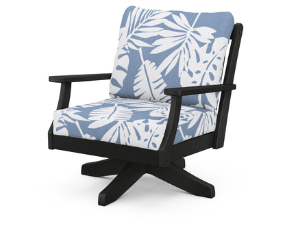 POLYWOOD® Braxton Deep Seating Swivel Chair in Black / Leaf Sky Blue
