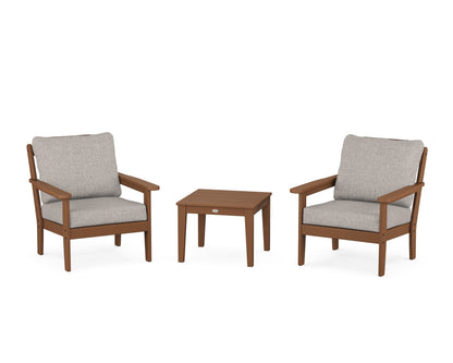 Country Living Cottage 3-Piece Deep Seating Set in Teak / Weathered Tweed