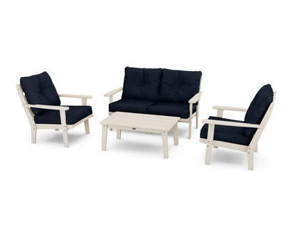 POLYWOOD® Lakeside 4-Piece Deep Seating Set in Sand / Marine Indigo