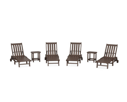 POLYWOOD® Vineyard 6-Piece Chaise with Wheels Set in Mahogany