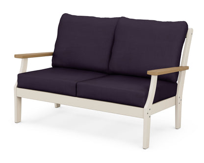 POLYWOOD® Braxton Deep Seating Loveseat in Sand / Natural / Navy Linen