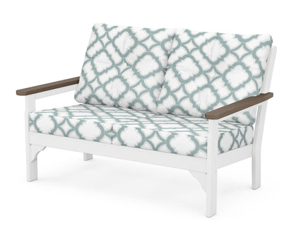 POLYWOOD® Vineyard Deep Seating Loveseat in White / Kona / Trellis Glacier Spa