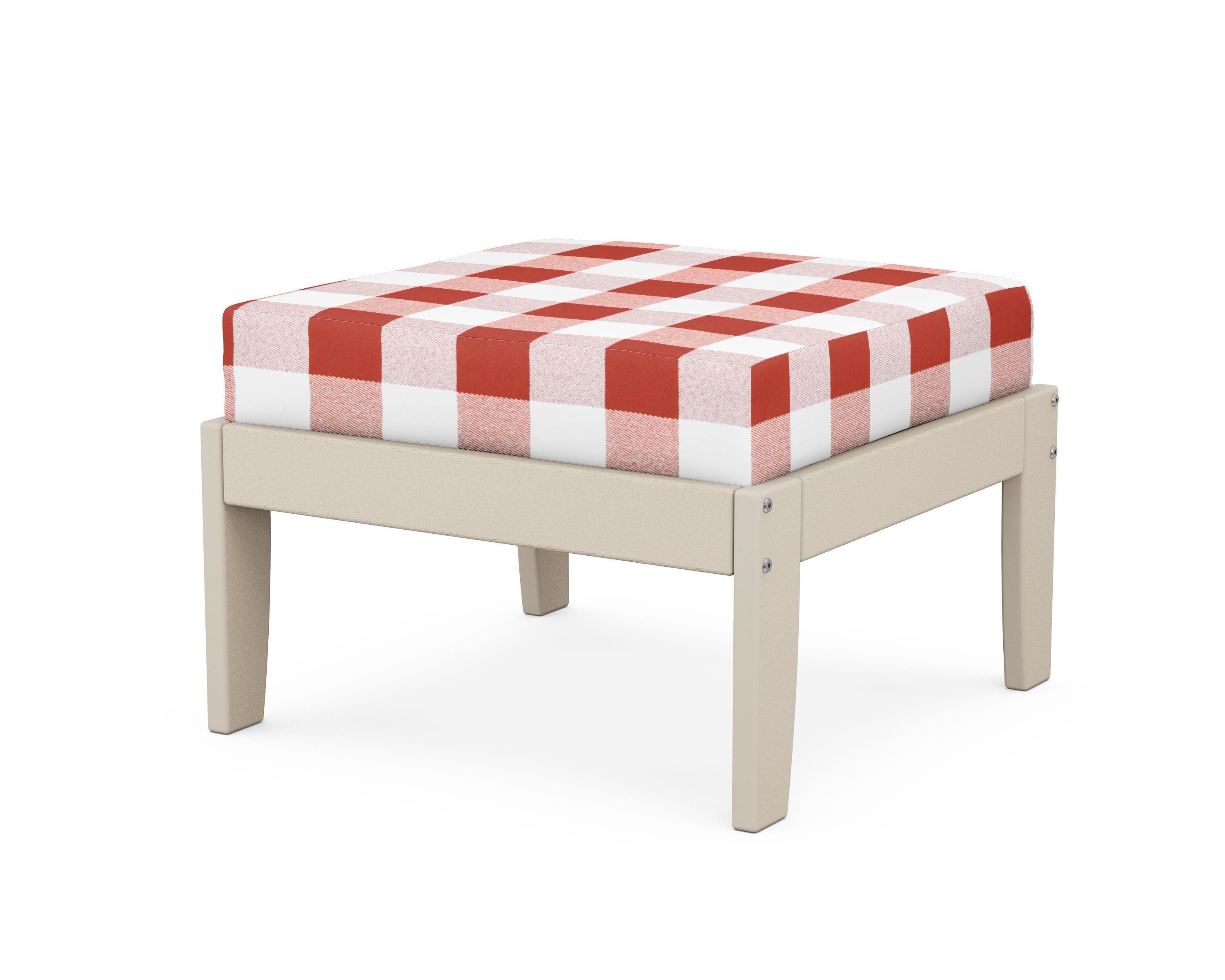 Unbranded Modular Ottoman - Classic in Sand / Buffalo Plaid Crimson