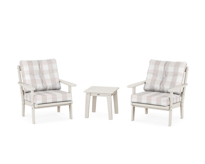 POLYWOOD® Mission 3-Piece Deep Seating Set in Sand / Buffalo Plaid Dune Burlap