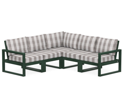 POLYWOOD® EDGE 5-Piece Modular Deep Seating Set in Green / Buffalo Plaid Grey Mist