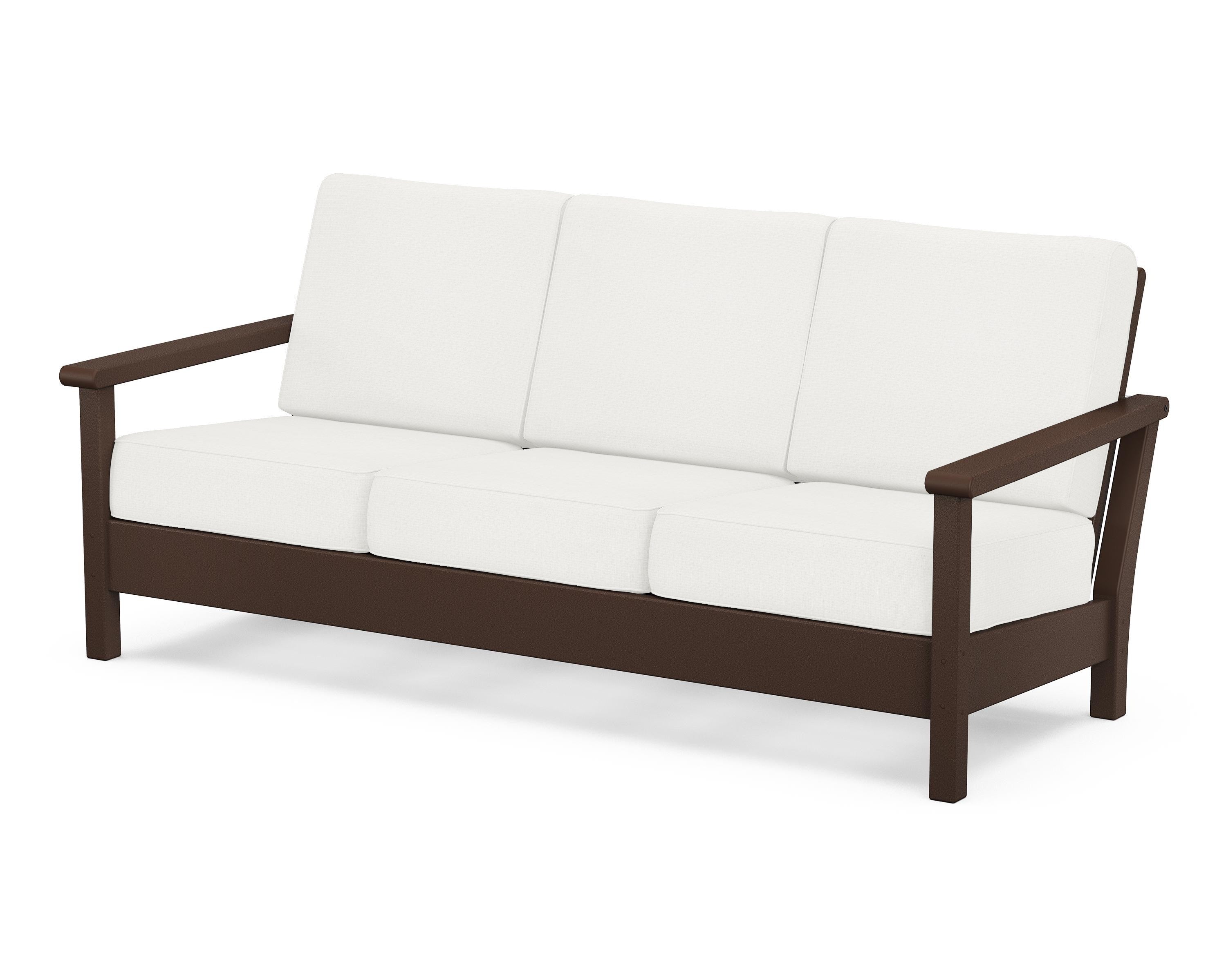 POLYWOOD® Harbour Deep Seating Sofa in Mahogany / Natural Linen