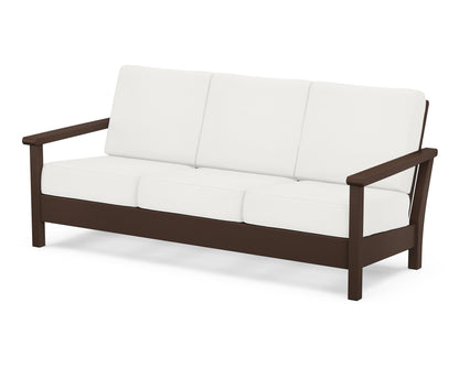 POLYWOOD® Harbour Deep Seating Sofa in Mahogany / Natural Linen