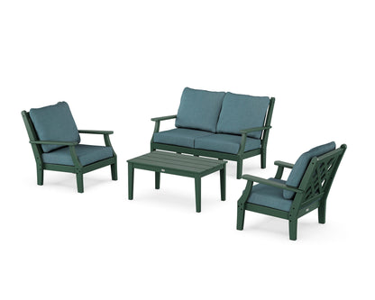Country Living Wovendale 4-Piece Deep Seating Set with Loveseat in Green / Ocean Teal