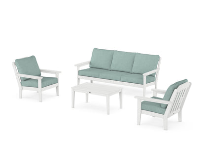 Country Living Cottage 4-Piece Deep Seating Set with Sofa in White / Glacier Spa