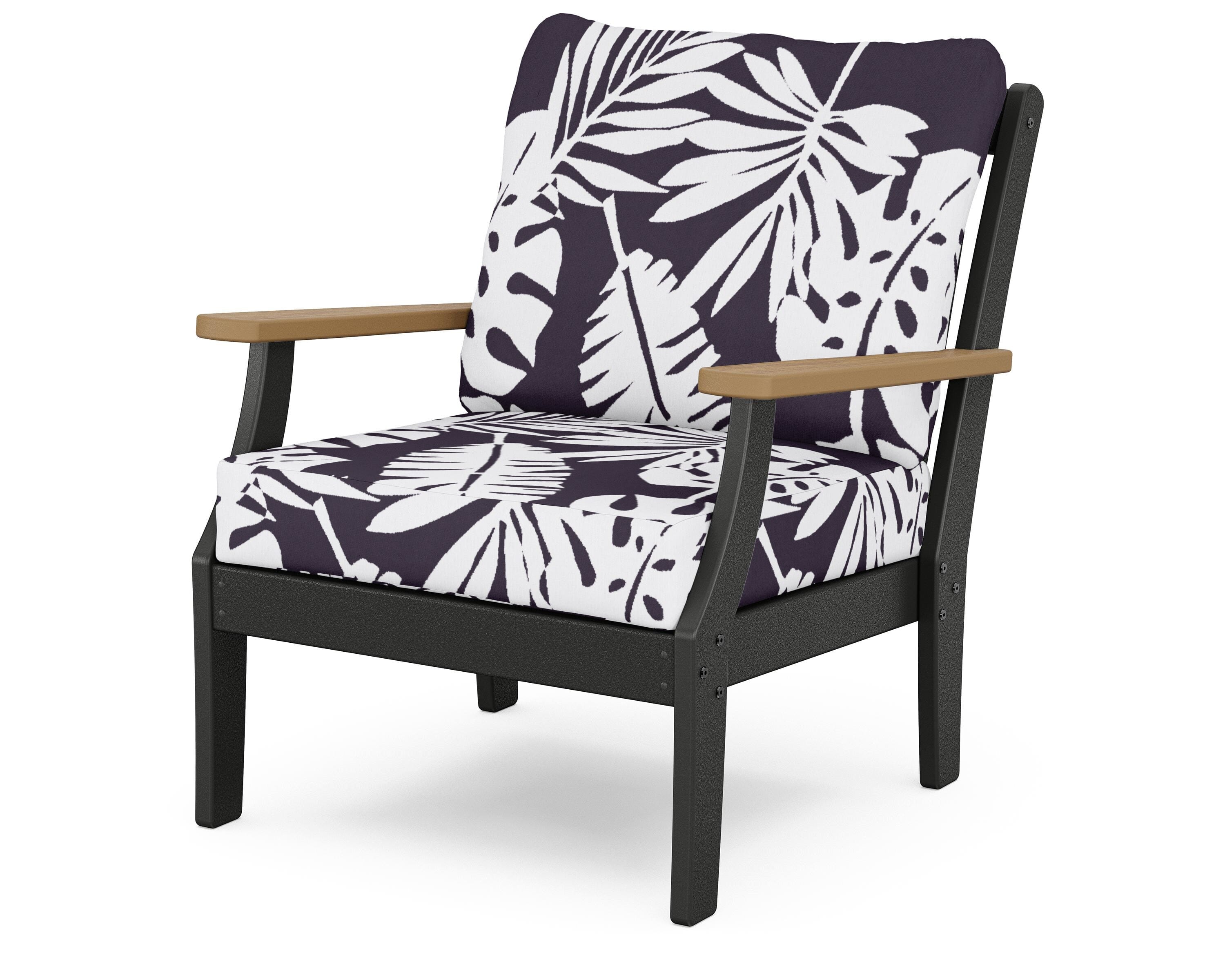 POLYWOOD® Braxton Deep Seating Chair in Black / Natural / Leaf Navy