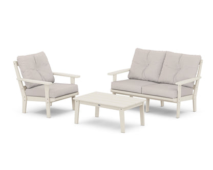 POLYWOOD® Oxford 3-Piece Deep Seating Set with Loveseat in Sand / Dune Burlap