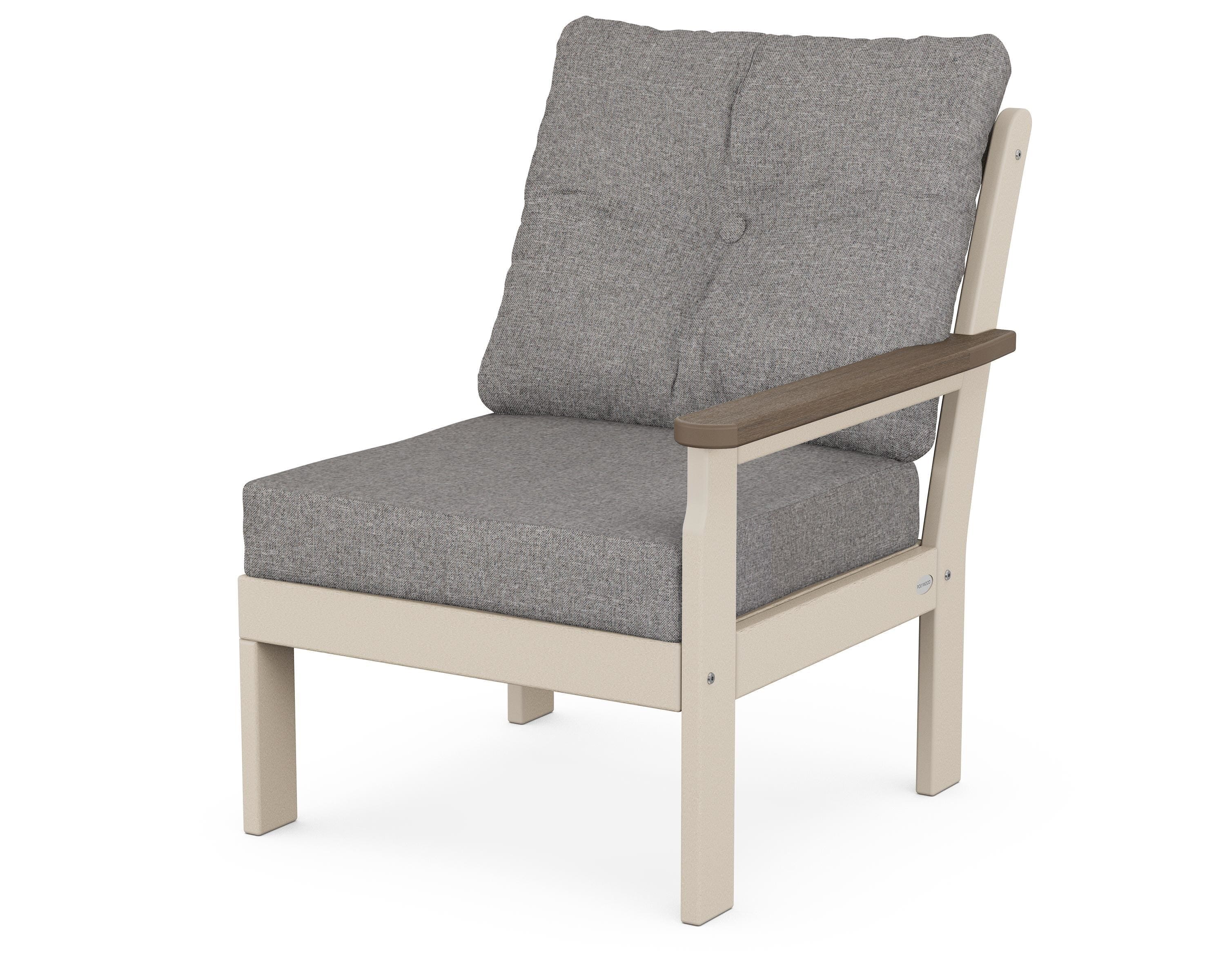 POLYWOOD® Vineyard Modular Right Arm Chair in Sand / Kona / Grey Mist