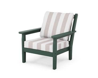 POLYWOOD® Chippendale Deep Seating Chair in Green / Cabana Stripe Dune Burlap