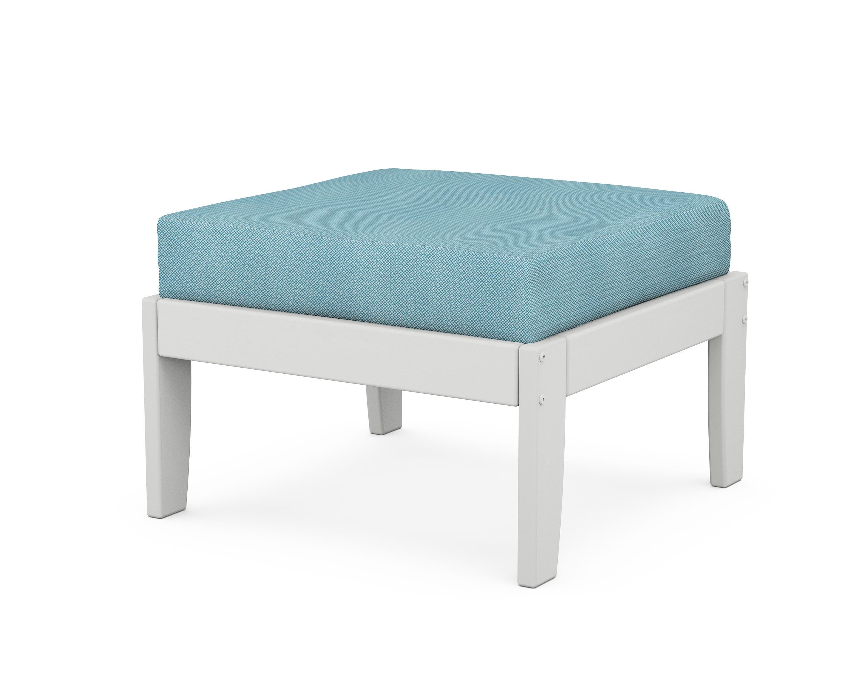 Unbranded Modular Ottoman - Classic in White / Lattice Sky Blue
